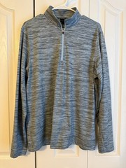Dunning Golf Pullover Mens Medium Blue Quarter Zip Mock Neck Performance Layer