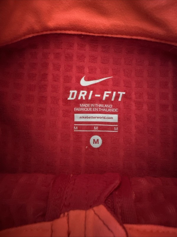 Nike Running Jacket Mens Medium Dri Fit Zip Up Long Sleeve Reflective Red M gallery