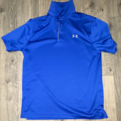 Under Armour HeatGear Men’s Blue 1/4 Zip Short Sleeve Polo Loose Fit Med (8)