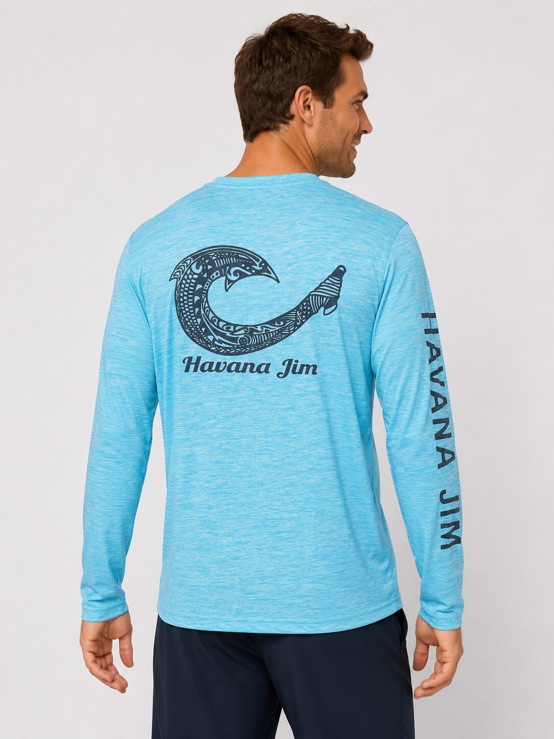 NWT Havana Jim Performance Fishing Long Sleeve Shirt Aqua Blue Medium gallery
