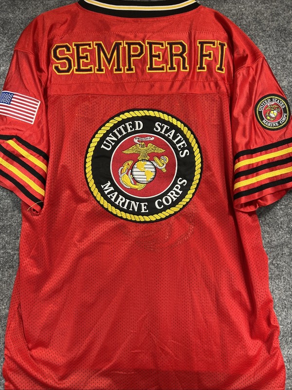 U.S Marines Officially Licensed Men's Embroidered Football Jersey JWM Size Large gallery