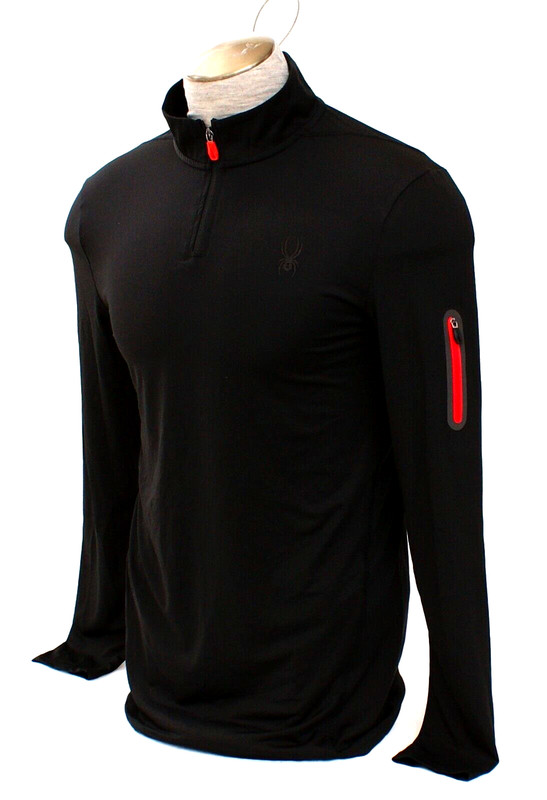 Spyder Men's M Black 1/4 Zip Long Sleeve Pullover Shirt ProWeb Stretch Quick Dry gallery