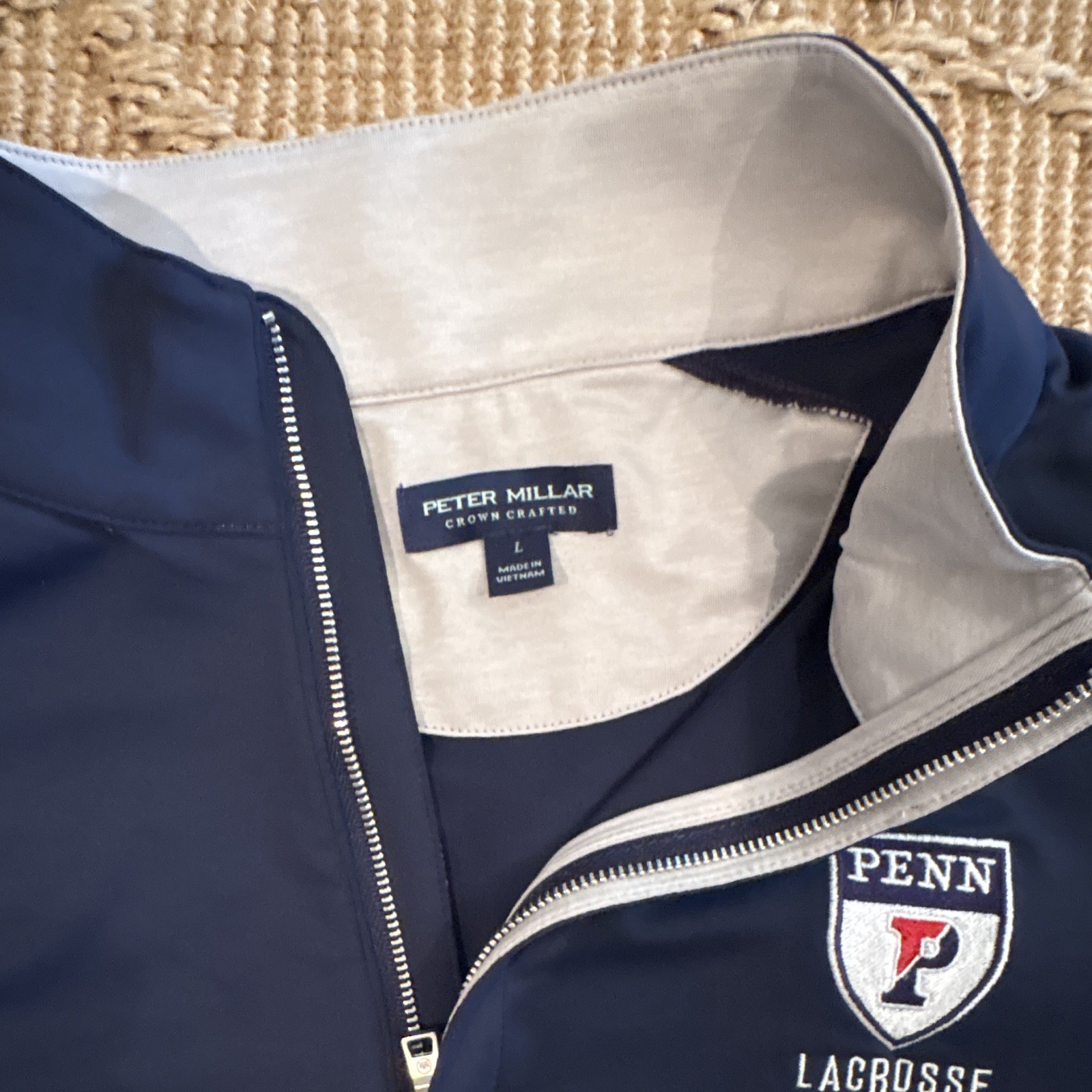 Men's UPenn Lacrosse 1/4 Zip Pullover Polo Mock Neck Logo Long Sleeve L gallery