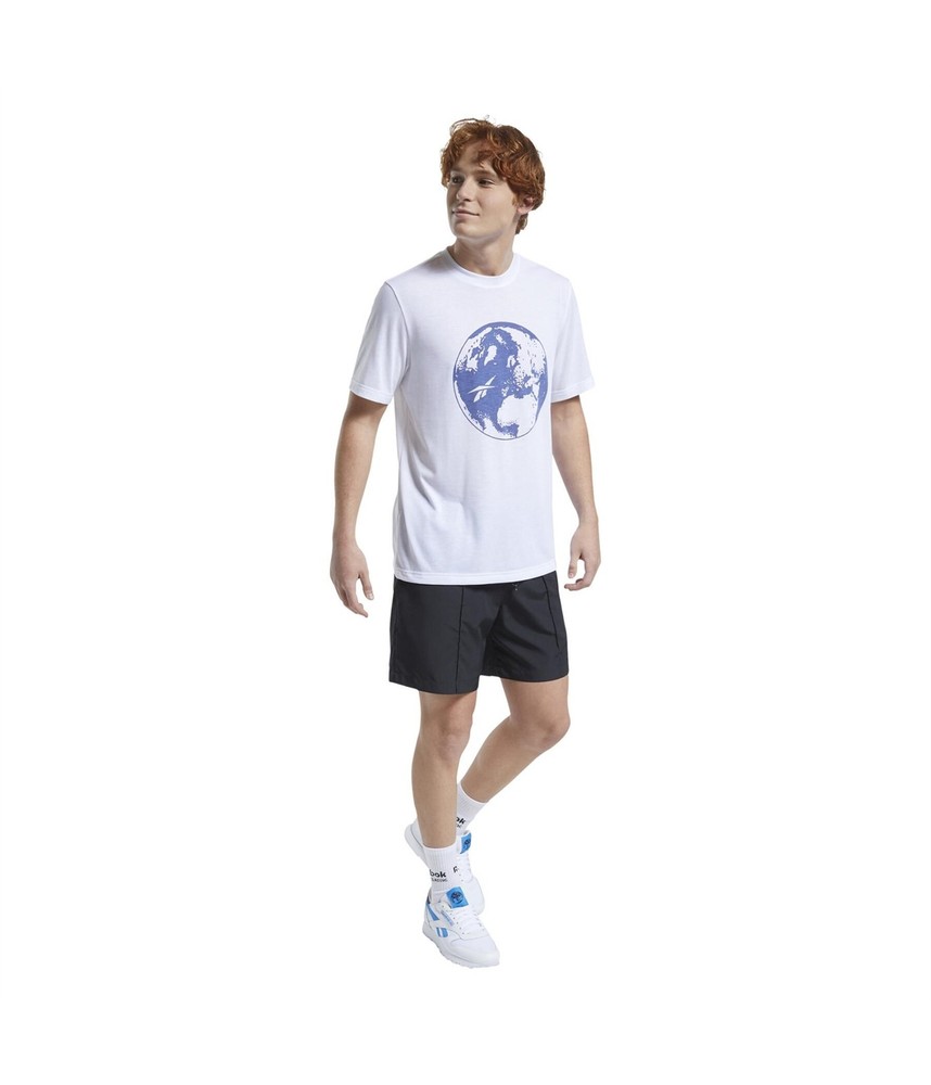 Reebok Mens Classic Earth (Ree)cylcle Graphic T-Shirt, White, Medium
