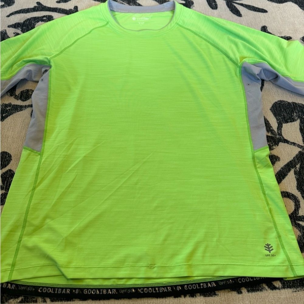 Coolibar Mens UPF 50+ Sun Protection Shirt Lime Green Short Sleeve Large (1055) gallery