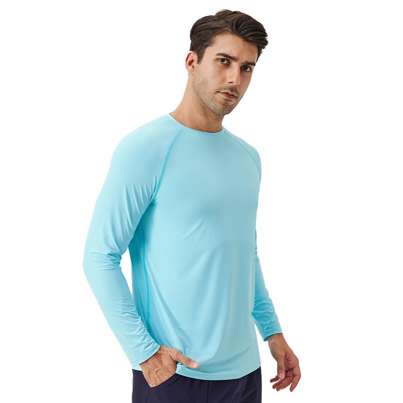 Men's Ice Silk Sun Protection Long Sleeved T-Shirt Loose Fitting Breathable Top gallery