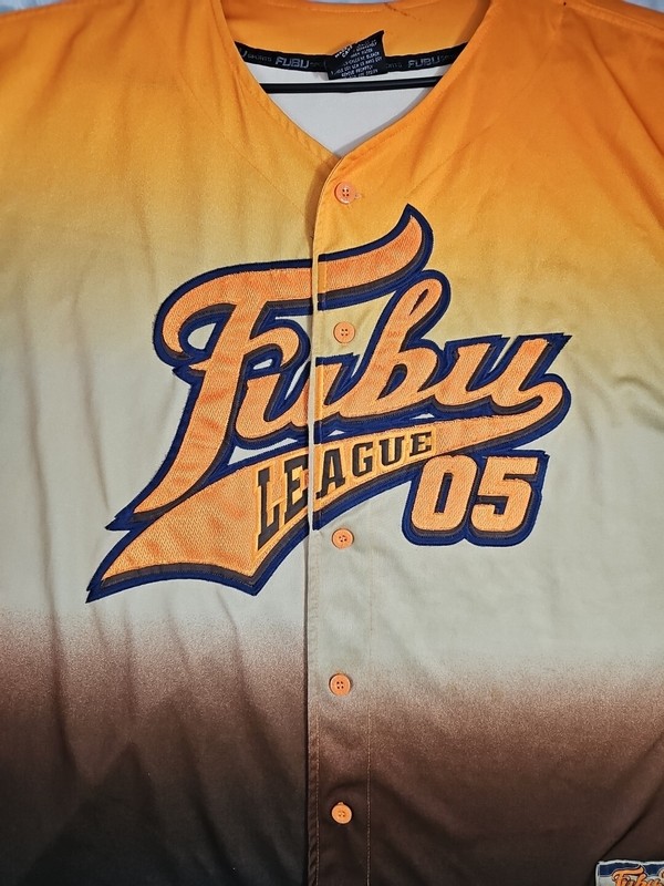 Vintage FUBU League 05 Jersey 2XL XXL Collection Yellow Hip Hop Orange Ombre gallery