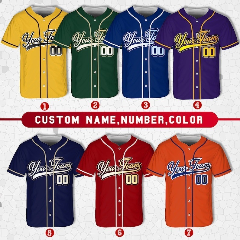 Custom Team Name Number Baseball Jersey, Personalized Shirt, Baseball Uniform gallery