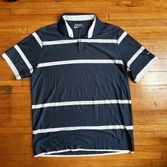 Men’s NIKE GOLF POLO SHIRT DRI-FIT Size XL Bluish Gray Stripes Tour Performance
