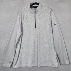 Adidas Heather Block Print Pullover Mens 2XL Gray 1/4 Zip Long Sleeve Geometric