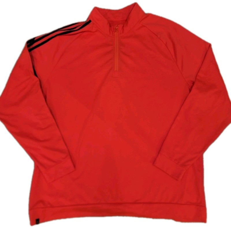 Adidas Size 2XL Mens Hot Pink Half Zip 3stripe Sleeve Athletic Pullover gallery
