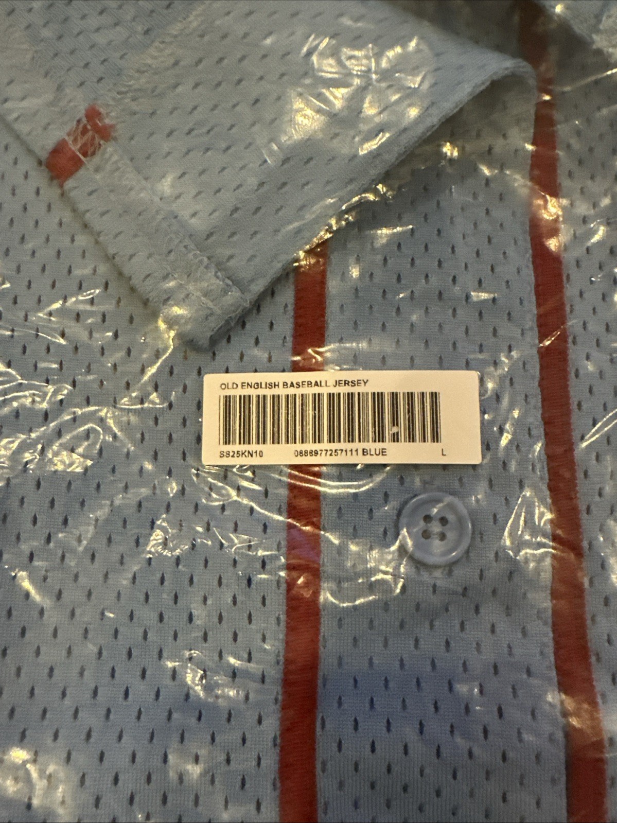 Supreme Old English Baseball Jersey Light Blue Size Large gallery