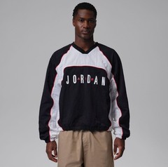 Nike Jordan Flight Men Long-Sleeve Warm-Up Top Black White Chile Red IF1835-010