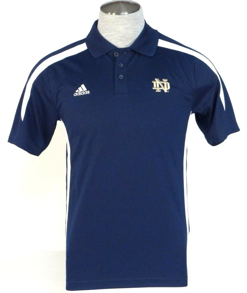 Adidas ClimaLite Collegiate Notre Dame Navy Blue Short Sleeve Polo Shirt Men's