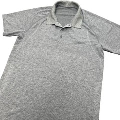 Lululemon Metal Vent Tech Polo Shirt Mens L Grey Short Sleeve Mesh Breathable