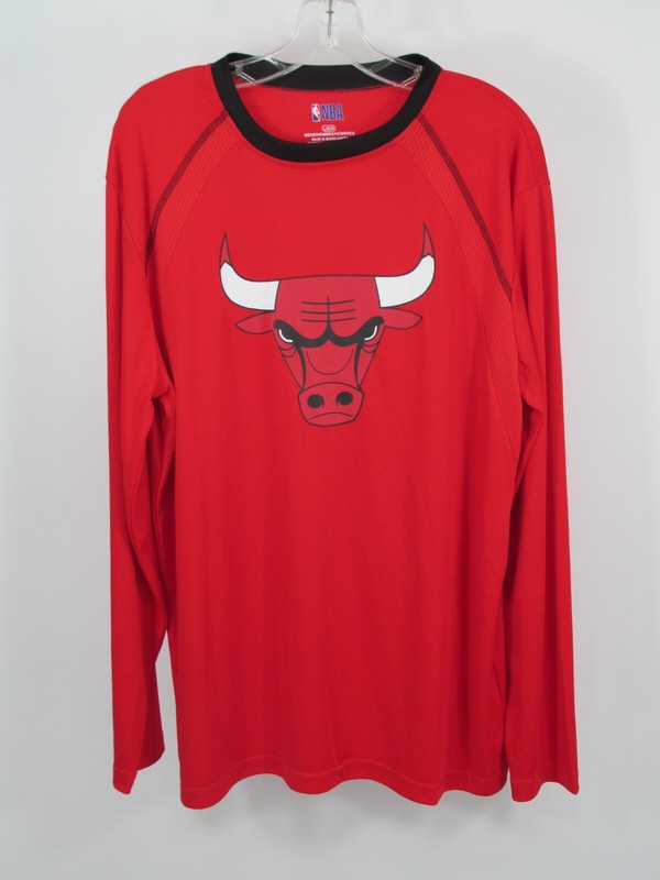 NWT NBA CHICAGO BULLS Pullover Athletic Shirt Men Large Red Long Sleeve Big Logo gallery