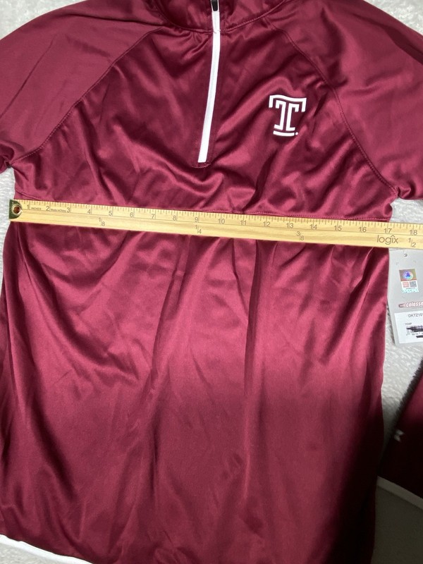 Colosseum Temple Owls NCAA 1/4 Zip Pullover Mens Small Burgundy Performance NWT gallery