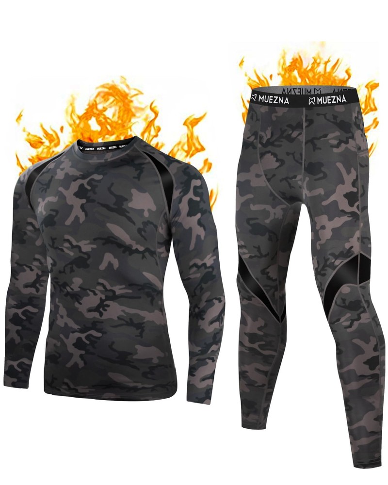 Men's Thermal Top and Bottom Set Underwear Long Johns Base Layer with Soft Fl...