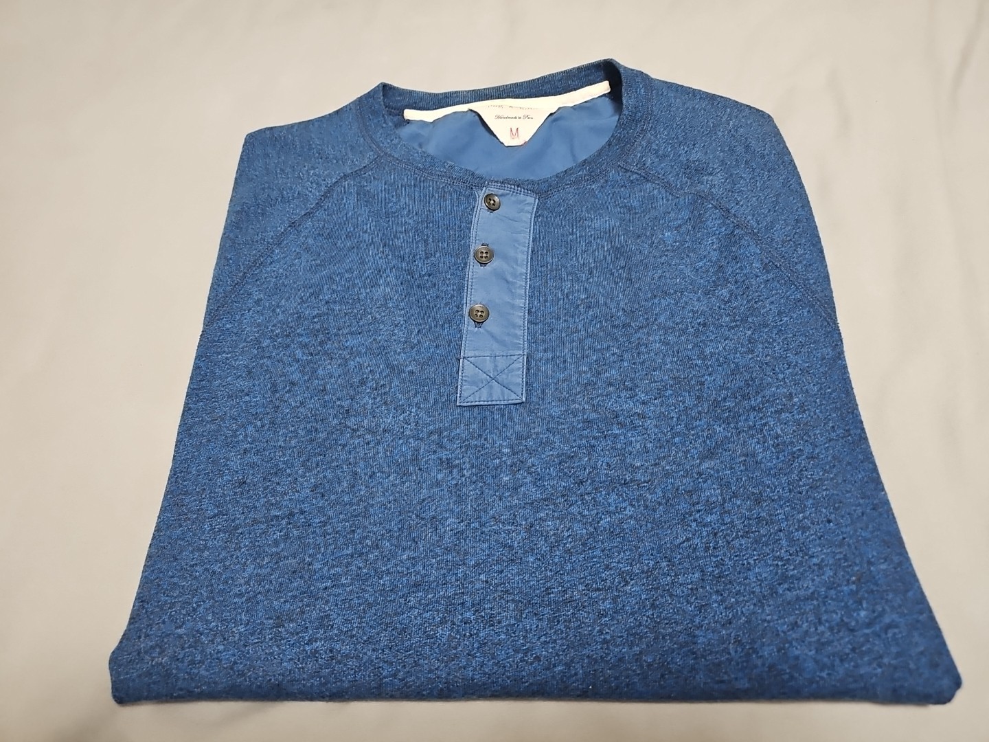 Rag & Bone Handmade In Peru Heather Blue L/S Lightweight Henley Shirt SZ M gallery