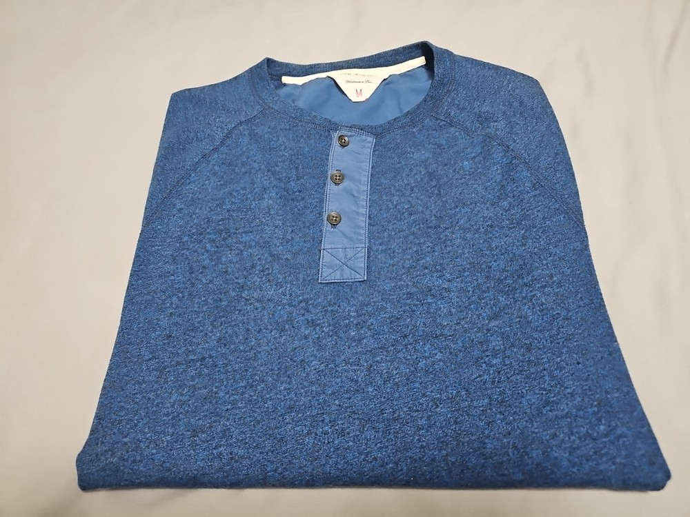Rag & Bone Handmade In Peru Heather Blue L/S Lightweight Henley Shirt SZ M
