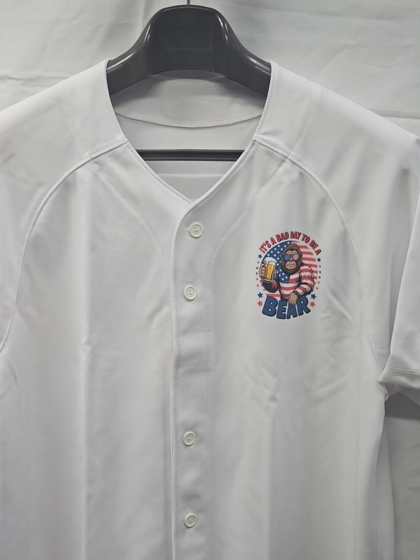 Large White Baseball jersey With Left Chest Logo "It's A Bad Day To Be A BEAR" gallery