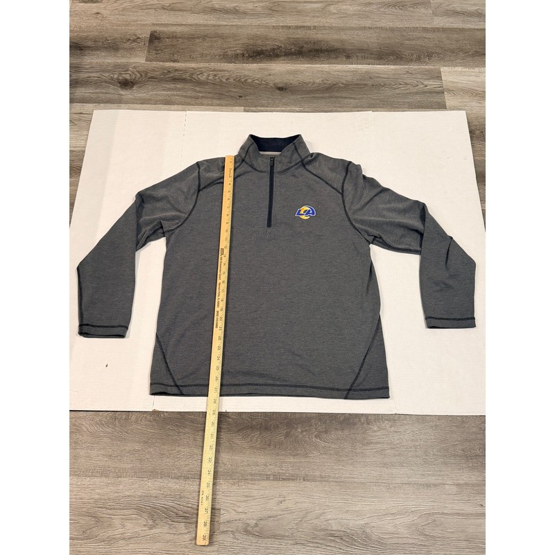 Tommy Bahama LA Rams Quarter Zip Pullover Gray Medium NFL Tobago Bay Sweater gallery