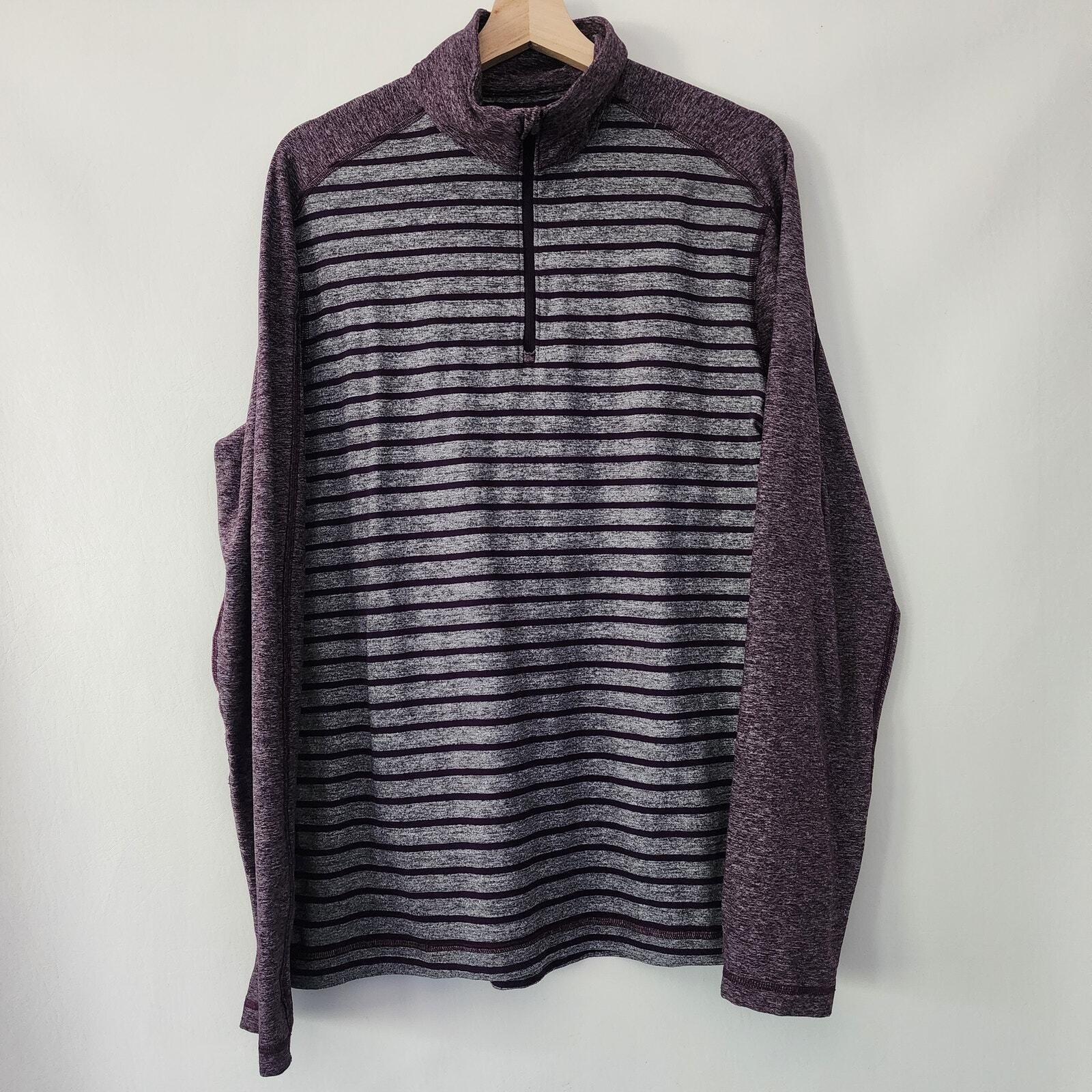 Lululemon Metal Vent Tech 1/2 Zip Purple Striped Pullover Mens Large gallery