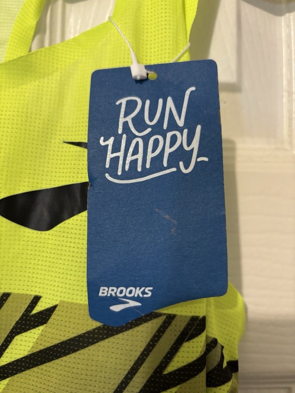 Brooks Elite Singlet Men's S Yellow Black Lightweight Athletic Tank for Running gallery