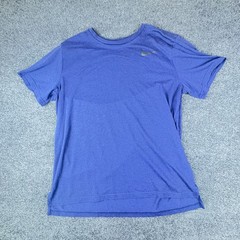 Nike Dri-Fit Breathe Training T Shirt Mens Large Blue Swoosh Logo Short Sleeve