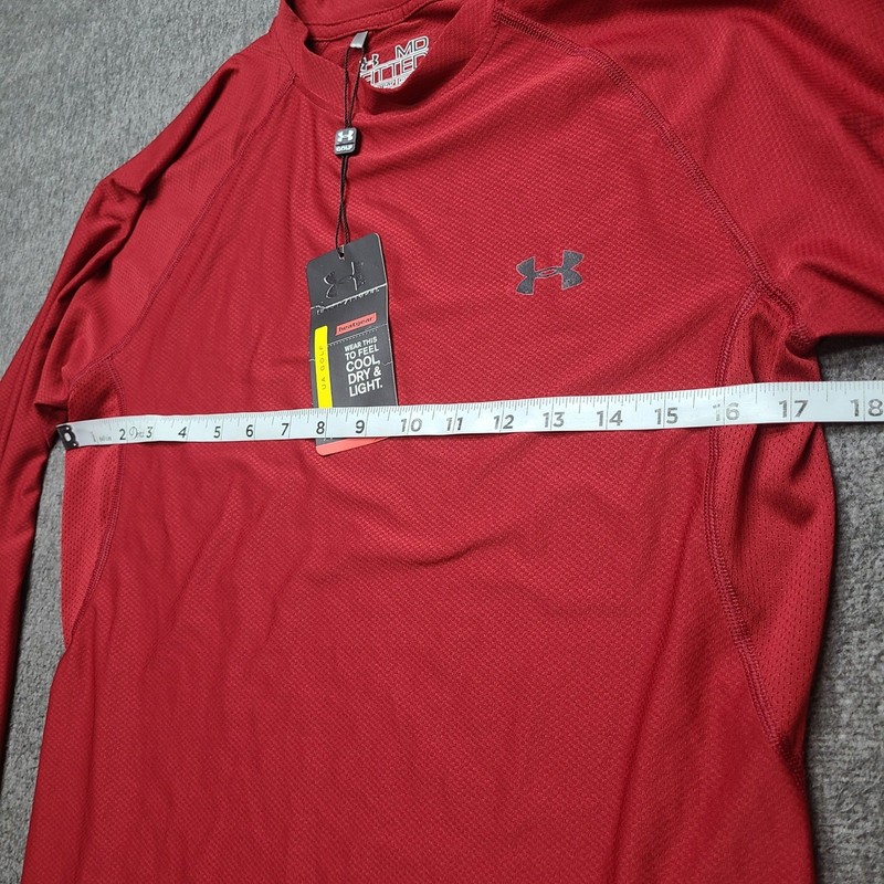 Under Armour Golf Shirt Mens MD Red New HeatGear Fitted Long Sleeve gallery