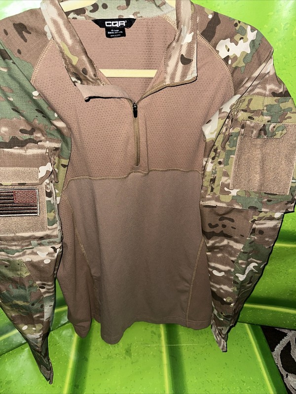 CQR Men's 1/4 Zip Assault Long Sleeve Military Camo EDC Top,Multi Terrain, Large gallery