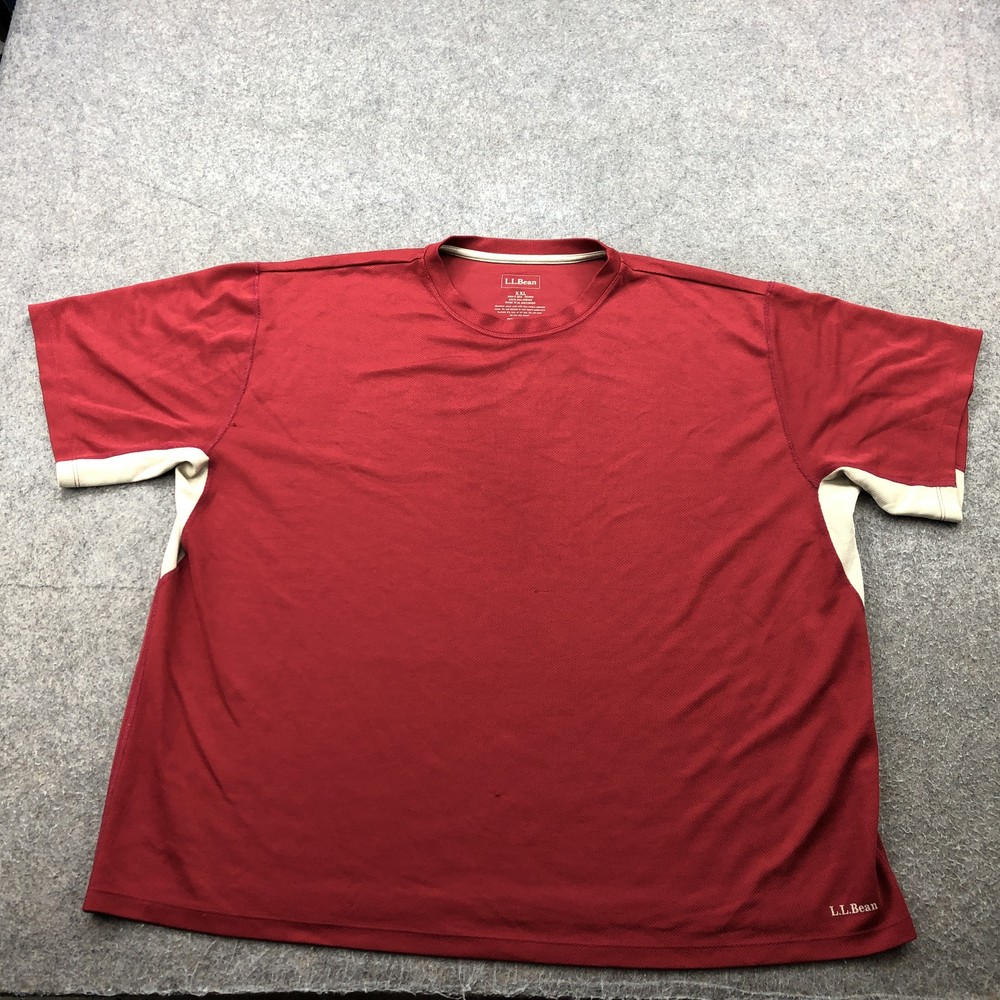 LL Bean Shirt Mens 2XL Red Performance Polyester Athletic Tee Short Sleeve