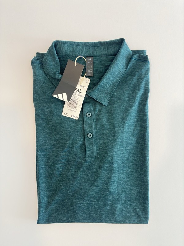 NWT Men’s Adidas Ultimate365 Elevated Twistknit Polo Shirt Size 2XL Teal gallery