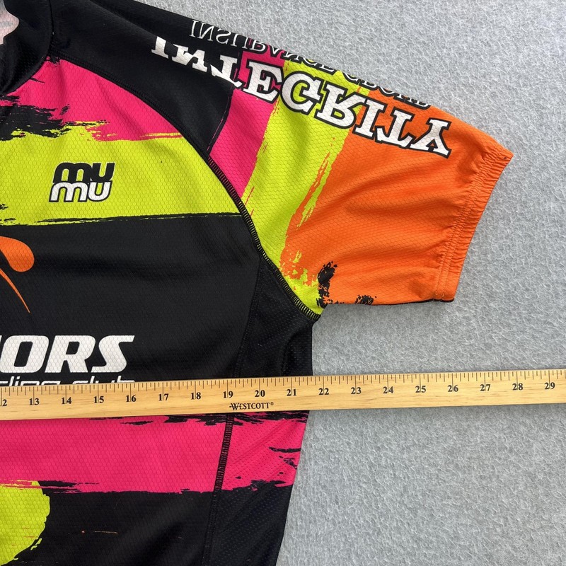 Pedal Warriors Cycling Club Jersey Shirt Mens XL Black Orange Neon Graphic gallery
