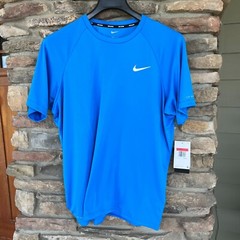 Men’s Nike Dri-FIT UPF 40+ Hydroguard Swim S/S Blue Tee Shirt XL Large Med S NWT