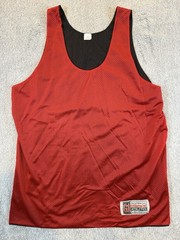 Vintage 90s Reversible Basketball Practice Jersey Red/Black Size L Mesh Plain