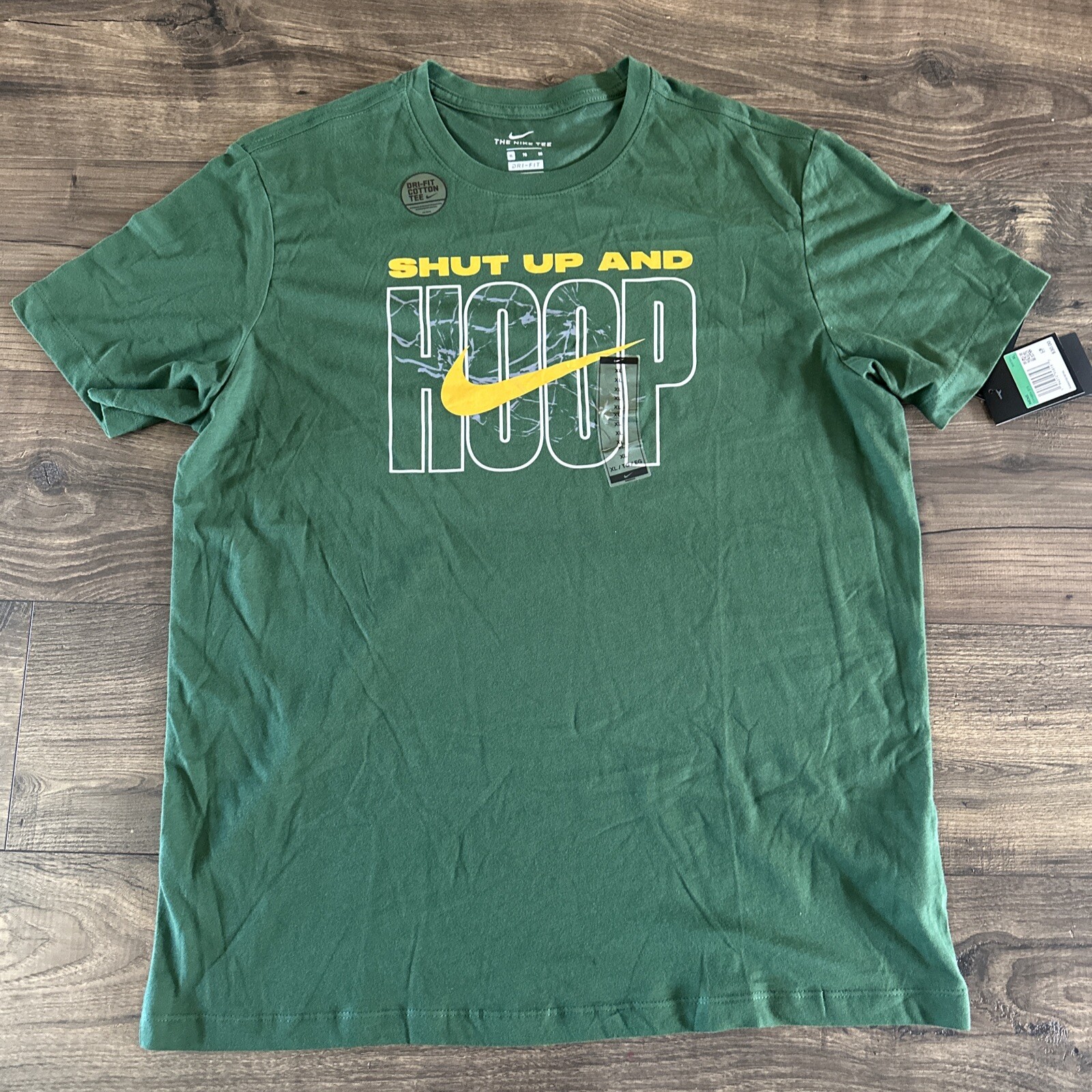 Nike Mens Shirt “Shut Up And Hoop” X-Large Basketball Green NWT gallery