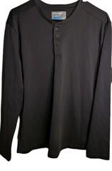 Twillory Athletic Long Sleeve Shirt Size Large Athleasure 3/4 Button Up Black