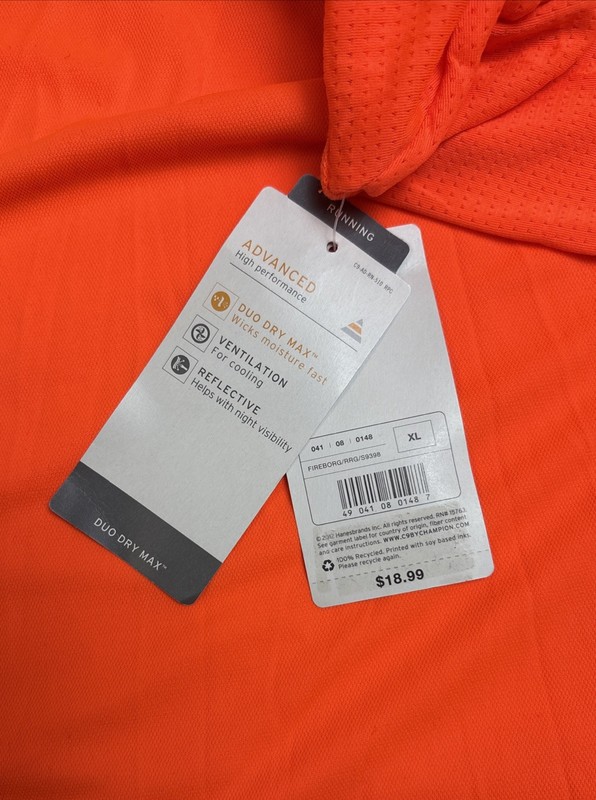 Champion Men’s Running Duo Dry Max Orange Reflective Long Sleeve Shirt Size XL gallery