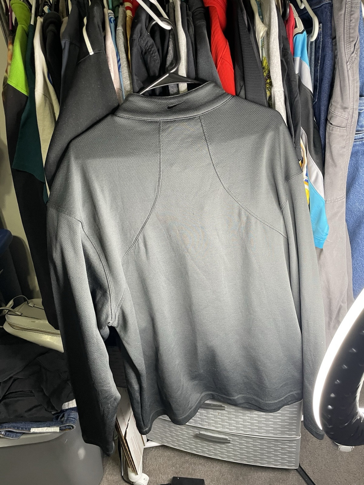 Size XL- Nike Sweatshirt Gray Long Sleeve Quarter Zip Jacket Therma-fit Vintage gallery