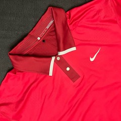 Nike Golf Tiger Woods Perforated Panel Polo 585783 680 Sunday Gym Red Sz L
