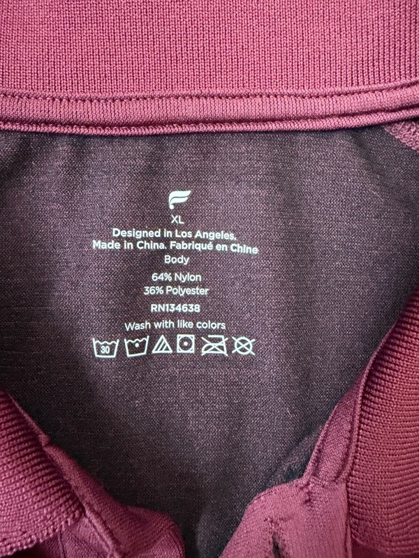 Fabletics Men The Training Day Polo Size XL Burgandy Plum Short Sleeve NWT gallery