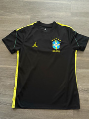 Jordan Dri-FIT Brasil Strike Soccer Shirt Black/Yellow Short Sleeve M RARE OOS