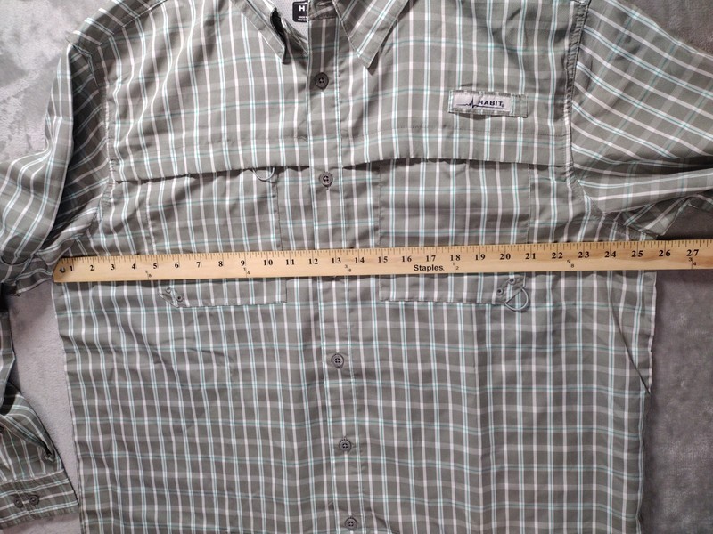 Habit Button Shirt Mens XL SPF 40+ Gray Green Plaid Long Sleeve Fishing Outdoor gallery