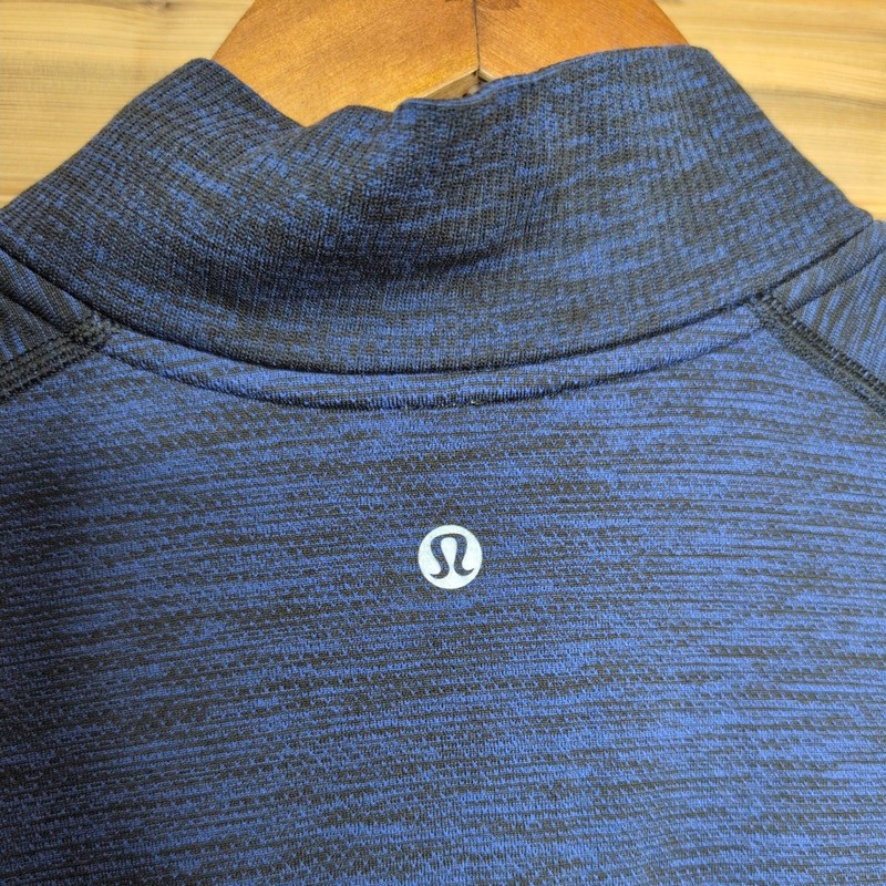Lululemon Mens Metal Vent Tech 1/2 Zip Pullover Blue Black Space Dye Size S gallery