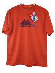 Helly Hansen NEW Small Mens T-shirt Logo Graphic SPF 50+ Orange Tech