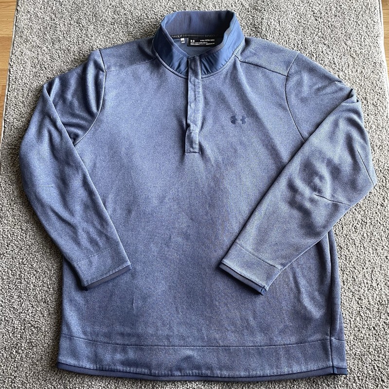Under Armour Mens 2XL Pullover Golf Storm Loose ColdGear Blue Quarter Snap Mock gallery