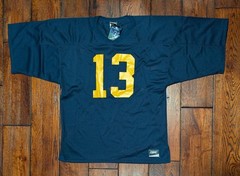 VTG BIKE MICHIGAN Colors Blue & Maize Mesh Football Jersey #13 Size XL – NWT