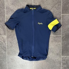 Rapha Super Lightweight Short Sleeve Cycling Jersey Navy Yellow Mens – Small