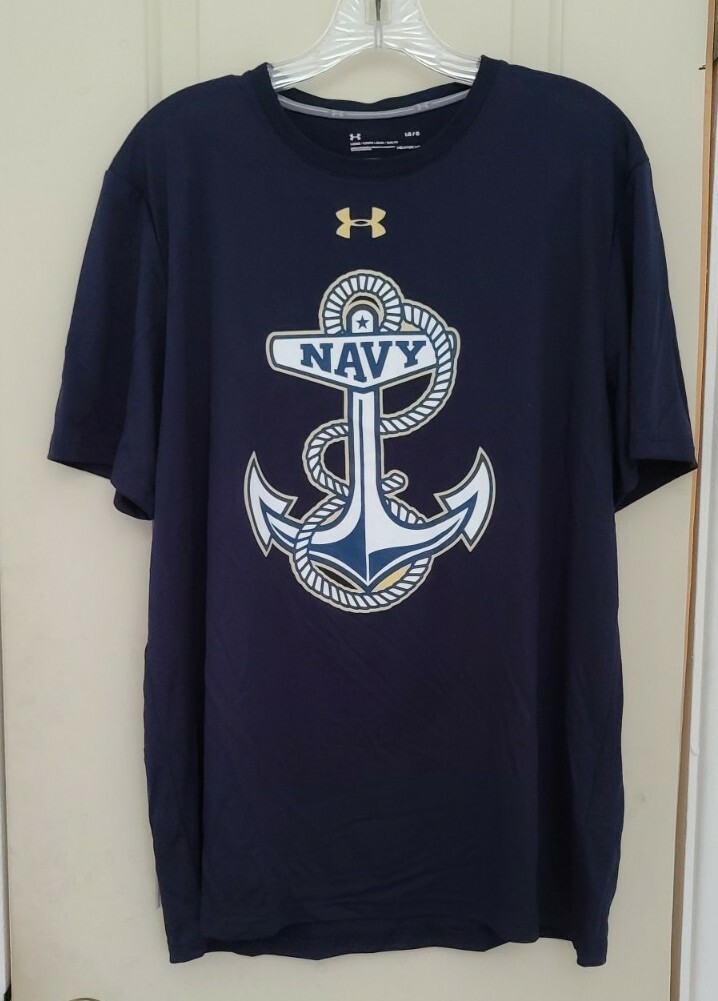 Under armour- heat gear mens navy/nautical T-shirt, size LG, color dark blue gallery